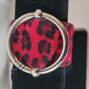 Red and Black Leopard Print Bracelet